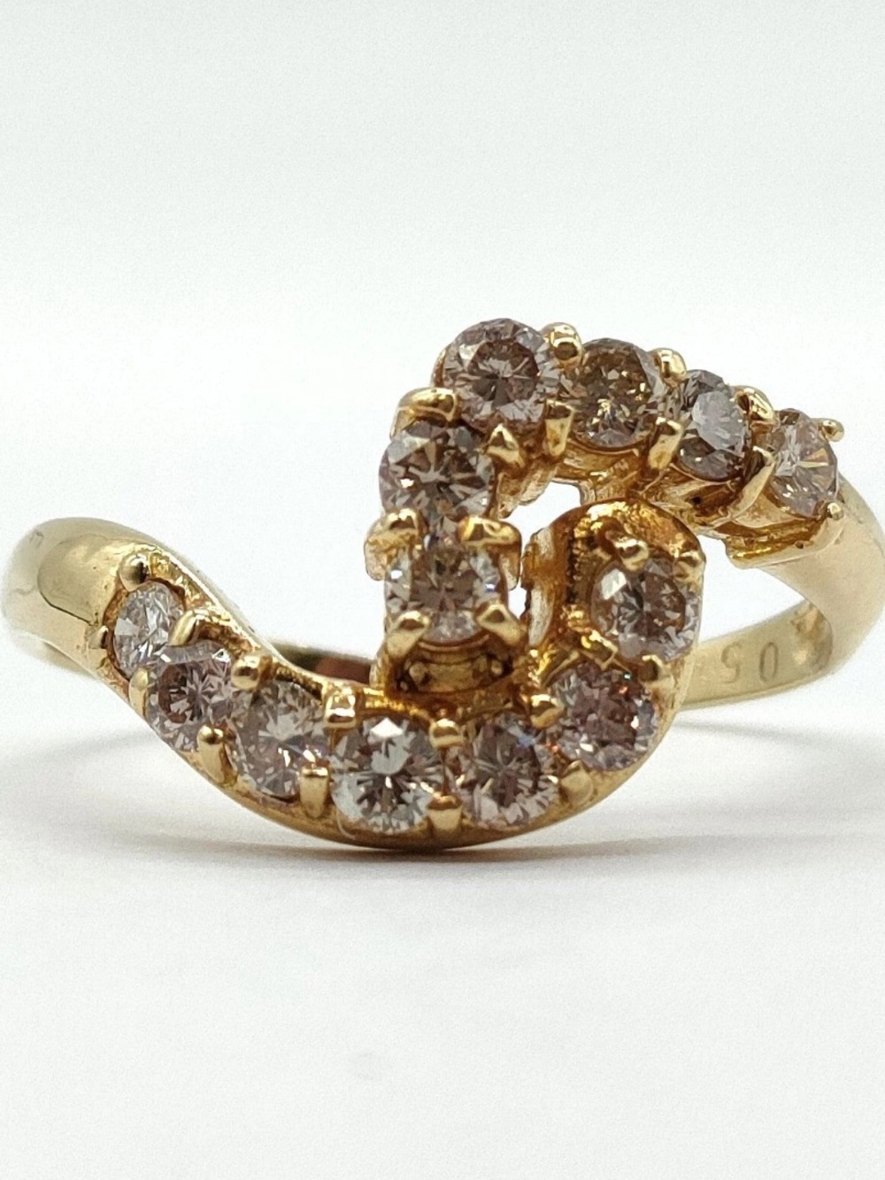 18K Yellow Gold NATURAL Diamond Swirl Ring | Approx. 0.50 CTW | Size 5 | 1.98 g